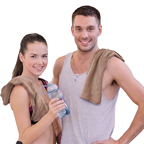 Image of Sassoon Unisex Microfiber Gym Towel in 450 GSM (Set of 2, Peanut) 40cmX60cm- Fast Drying & Light Weight Ultra Absorbent Sports Towel
