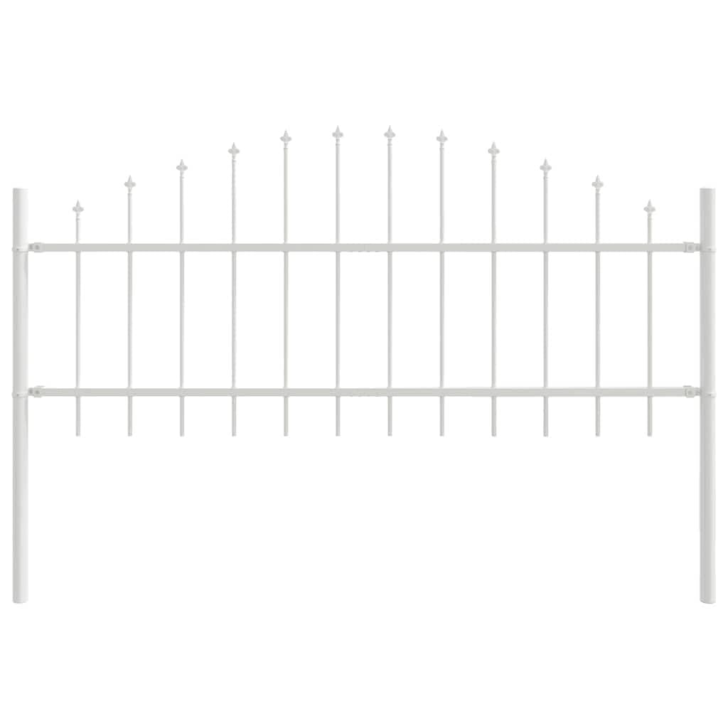 Outdoor Garden Fence 4 Panels White 170x115 cm Powder Coated Steel Robust Border Barrier for Yard Patio Backyard Privacy Decorative Fencing Kit Spring Summer Use
