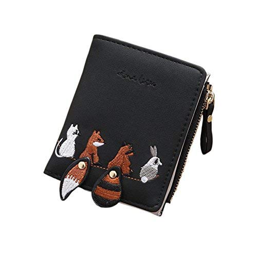 DiyafasLovely Women's Wallet PU Leather Short Zip Coin Purse Small Lady Card Holder Billfold Case