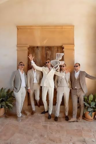 Men's 2 Piece Linen Suit Set Blazer Jacket Tux Pants Summer Beach Wedding Prom Suits for Groosmen3