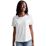 Hanes Originals Oversized T-Shirt, Cotton Crewneck Tee for Women, Curved Hem, White, Large