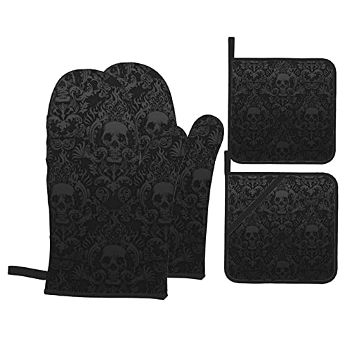 Lot de 4 gants de cuisine et maniques Motif tête de mort gothique Cover