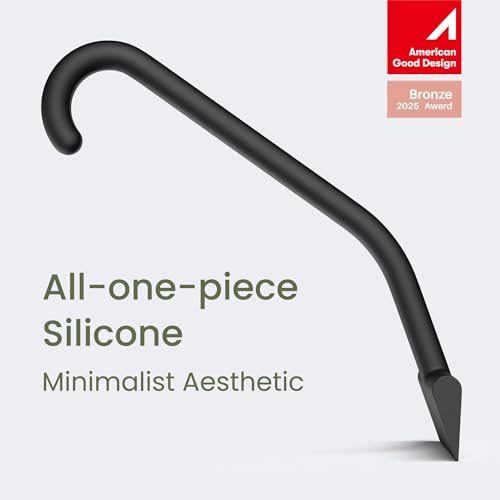 dancemoon JustHang Shower Squeegee for Glass Doors, All-One-Piece Silicone with Built-in Hook Design for Easy Hanging and Cleaning, 10 Inch Black