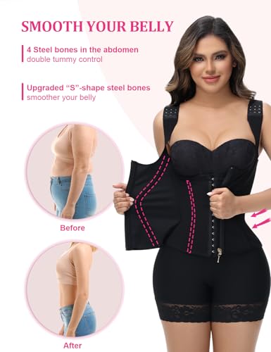 SHAPSHE Waist Trainer High Compression Cincher for Women Tummy Control Sport Workout Hourglass Body Shaper Vest with Straps3