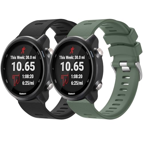 Yisica Correa Compatible con Garmin Forerunner 245/Forerunner 645 Correa/Vivoactive 5/3, 20mm Silicona Correas de Repuesto para Garmin Venu/Venu SQ/2 Plus/Vivomove HR (zNegro/Verde Oliva)