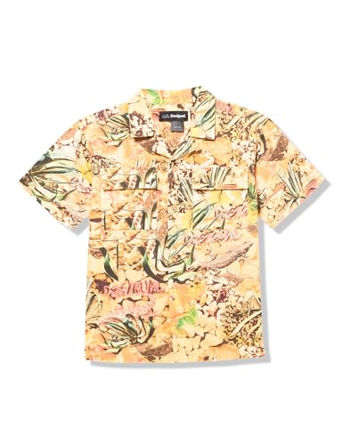 T-shirt en coton marron Desigual CAM_Aldair avec motifs exclusifs