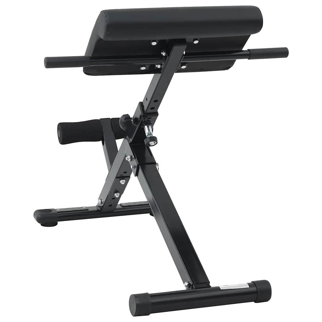 Ławka Hyperextension czarna ze stali malowanej proszkowo, 100,5 x 70 x 78 cm, składana i regulowana, do treningu siłowego, pleców, mięśni brzucha, ćwiczeń wewnątrz