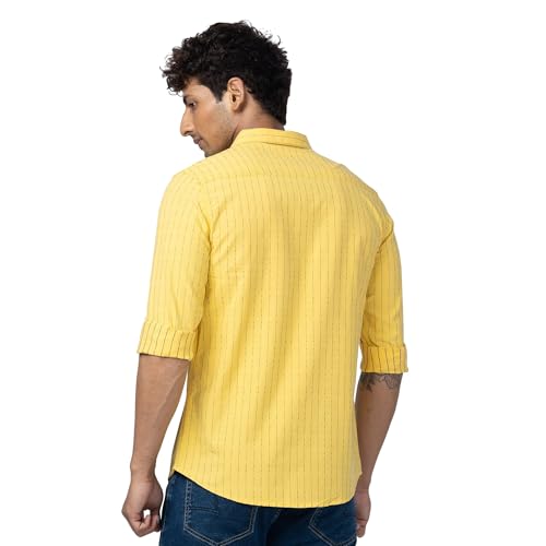 Image of Spykar Men's Slim Fit N /A Full Sleeve Striped Casual Shirts
