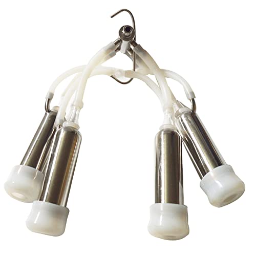 TECHTONGDA Milking Cluster Stainless Steel Cow Milking Cluster Milk Cup Set Replacement Milk Claw Cluster for Electric Milking Machine