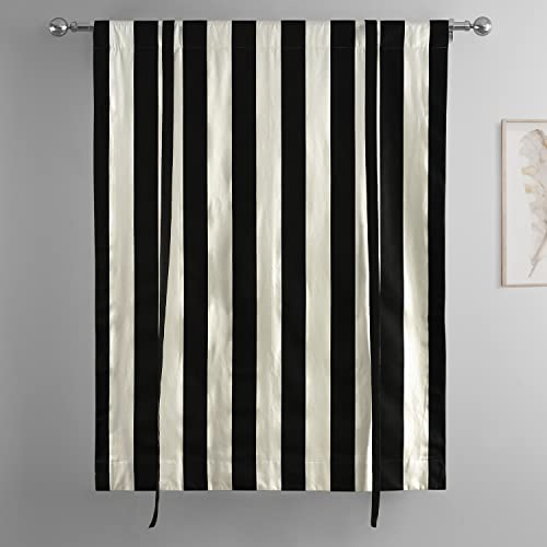 Image of HPD Half Price Drapes Room Darkening Tie Up Curtains 46 X 63 Inch Cabana Printed Cotton Window Roll Up Balloon Curtain for Living Room, Kitchen PRTW-TUD17-63 (1 Panel), Cabana Black