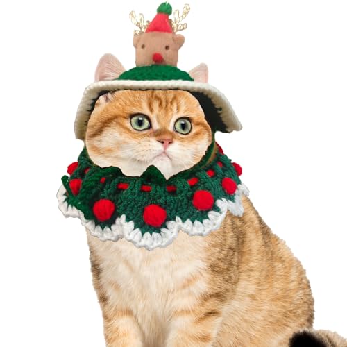 Disfraz navideño para gatos y cachorros, gorro y bufanda