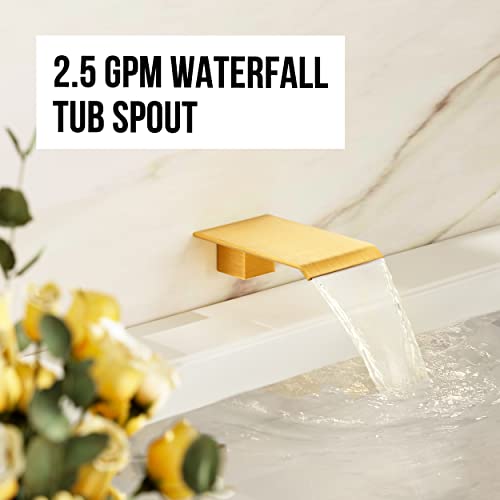 Esnbia sistema de ducha para bañera acabado oro cepillado, cabezal de ducha de lluvia y mano de 10 pulgadas, montaje en pared, color dorado miniatura 4