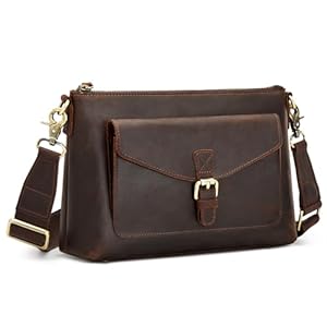 S-ZONE Genuine Leather Crossbody Bags for Women Trendy RFID Blocking Shoulder Bag Purse Handbag with Zipper Pocket