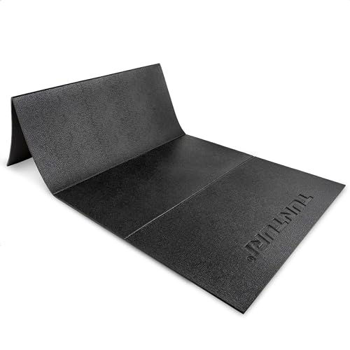 Tunturi Fitnessmatte - Extra dicke Außenmatte - Rutschfest Yogamatte - Pilatesmatte - 6 mm - Faltbar - 120 x 61 cm - Inkl. Trainings-App - Schwarz
