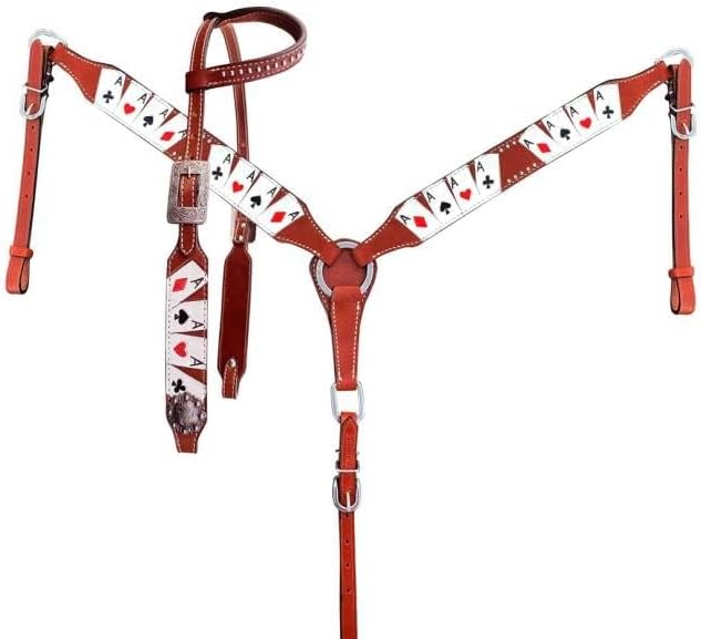 Showman "Four of a Kind Leather Single Ear Headstall & Breast Collar Set