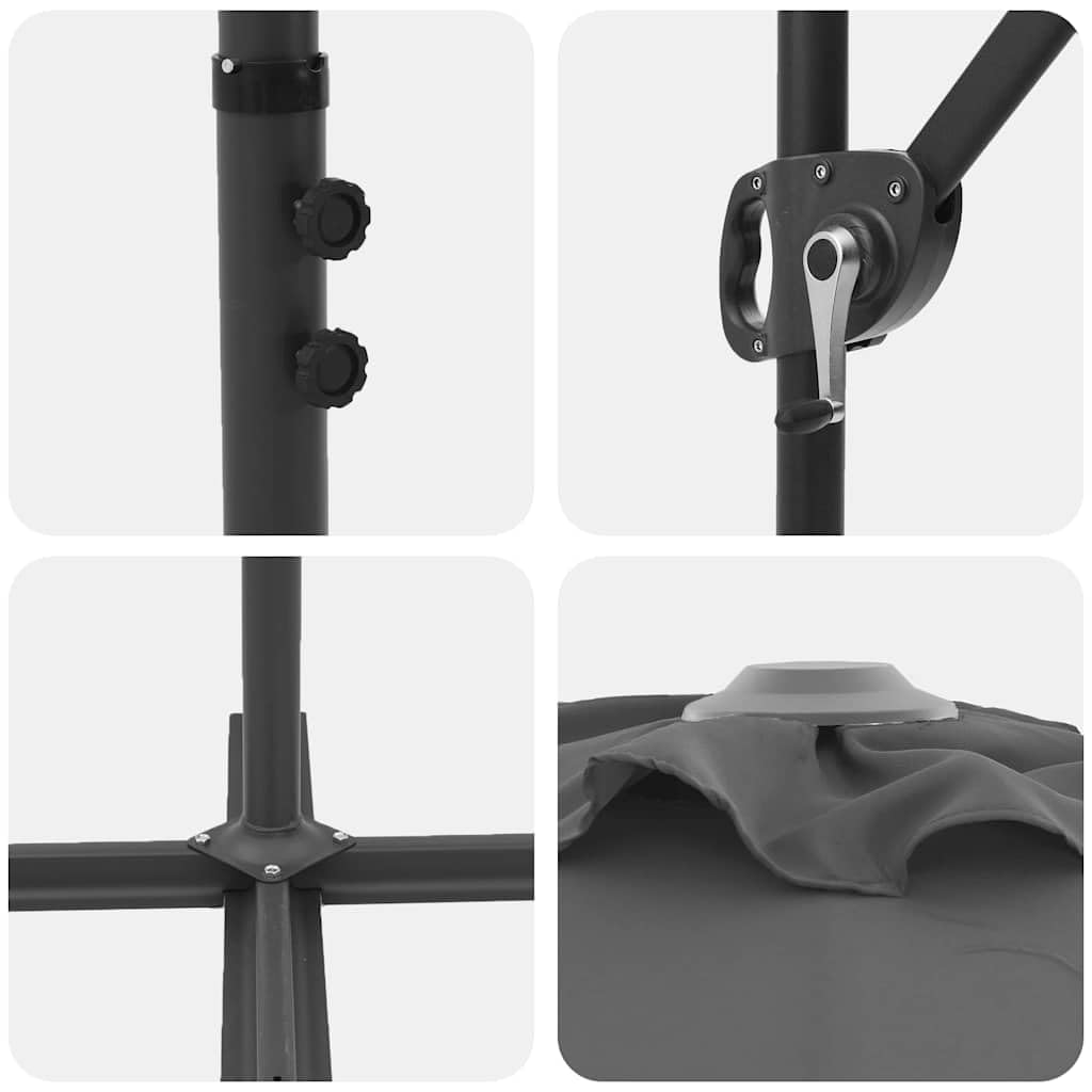 SYDE Antracyt parasol 372 x 198 x 243 cm poliester i aluminium