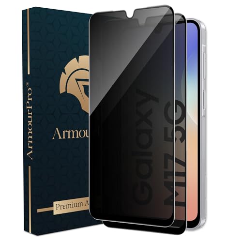 Image of ArmourPro Anti-Spy Privacy Tempered Glass for Samsung Galaxy M17 / A17 / Galaxy F17 - Anti Peeping Screen Protector, Edge to Edge Full Coverage, 9H Hardness, Easy Installation Kit | Pack of 2