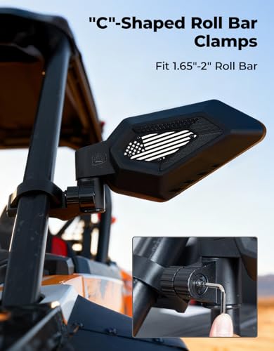 Image of KEMIMOTO UTV Side Mirrors, Auto-Fold Spring-Back, No Manual Adjustments
