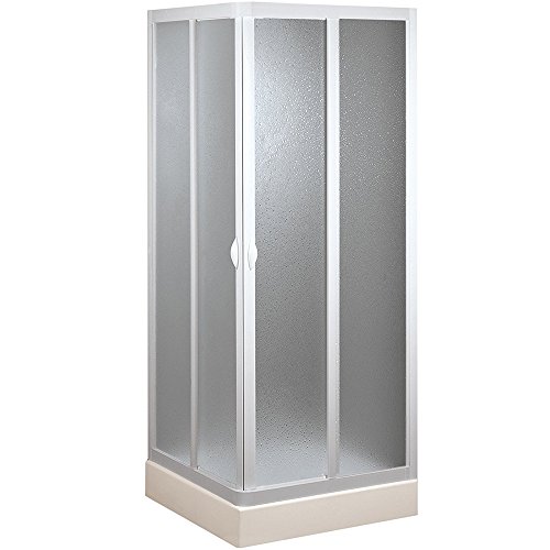 FORTE BSE100001 Cabina de Ducha Smart angular PVC-acrílico, Color Blanco, 185 x 70 x 70 m reducible adaptable