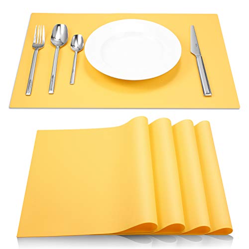 Me.fan Silicone Placemats [17.7''X12.6''] Heat-Resistant Thicken Non-Slip Tablemats Non-Skid Table Mats Set Of 4 (Yellow) #TOP12