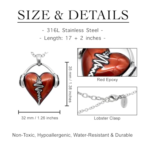 Controse HeartBeat Heart Necklace with Pendant (17" - 19" Adjustable Stainless Steel Chain)4
