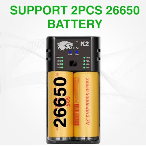 IMREN Universal Akku Ladegerät 18650, 3.7V Lithium-Ionen Batterie ladegerät für 18650 10440 14500 14650 18500 18350 18700 26650 1.2V NI-MH/NI-Cd AA AAA C Akku (2 Slots) – Bild 3