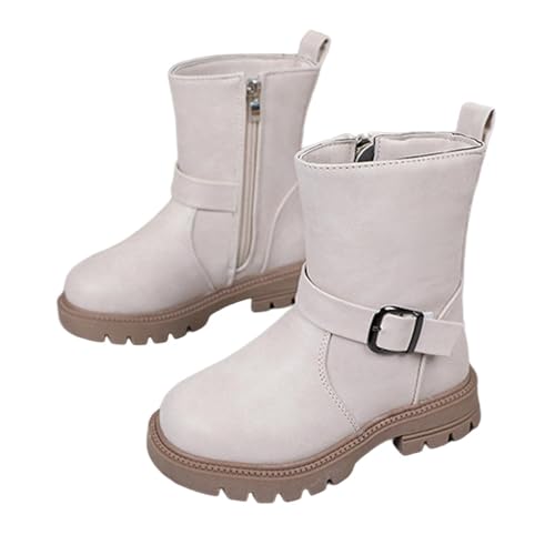 Girls Ankle Boots Waterproof Combat Shoes With Side Zipper for Little Kid/Big Kid 2025 Winter Fashion