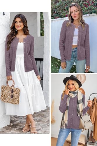 Image of Arach&Cloz Women's Cable Knit Fall Soft Lightweight Sweater Cardigans 2025