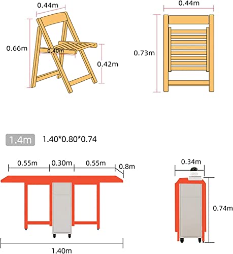 Juan Folding Dining Table Set, Wooden Extendable Dining Table with 4 Chairs, Drop Leaf Table for Kitchen Dining Room… - Image 4