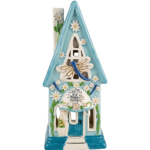Blue Sky Clayworks The Daisy and Dragonfly Flowers Candle House 3.625 L x 3.5 W x 8 H