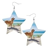 Pendientes de estrella con estampado de Golden Retriever, elegantes y hermosos, ligeros, para mujeres y niñas, talla única, Cuero