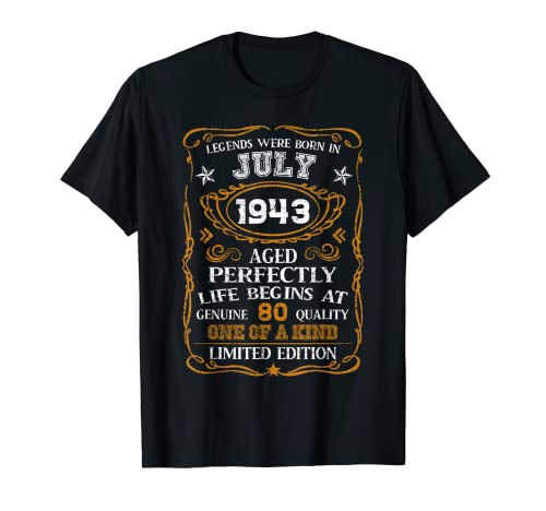 Regalos de cumpleaños 80 de julio de 1943 Camiseta