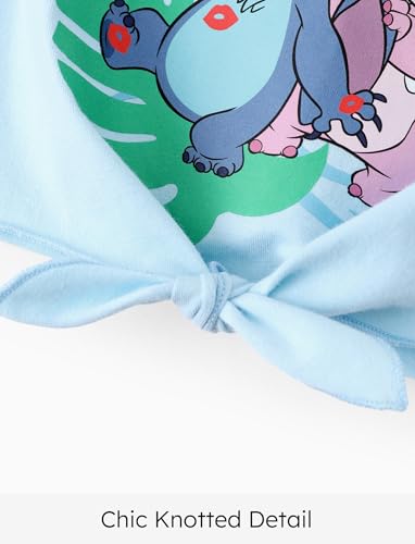 Image of Disney Frozen Princess Minnie Stitch Girl Clothes Long Sleeve Knot Front Sweatshirt Flare Pants Fall 2 Piece Outfit 2-9Y