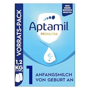 Aptamil Pronutra 1 – Anfangsmilch von Geburt an – Mit pflanzlichen Ölen ohne Palmöl – Im praktischen Vorratspack – 1,2 kg