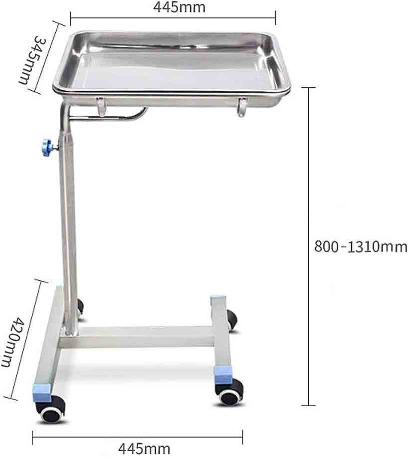 Carrito médico de acero inoxidable de altura ajustable con la bandeja extraíble, soporte de instrumento móvil para el salón del spa del hospital, carro del equipo portátil para los suministros quirúrg