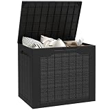 Outsunny Baúl de Almacenaje Exterior 97L Impermeable 56x41x50 cm Negro