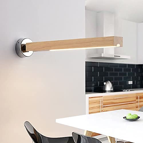 Lámpara de pared de madera larga Estilo nórdico creativo para interiores 5