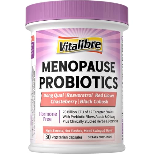 Vitalibre Menopause Probiotics for Women 70 Billion CFU, 12 Targeted Strains, Organic Prebiotics,...
