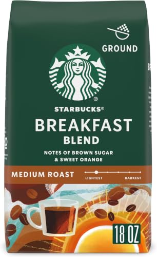 Image of Starbucks Ground Coffee, Medium Roast Hot or Iced Coffee, Breakfast Blend, 18 oz (Pack of 6)