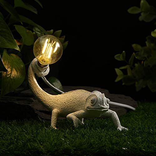 Image of MAYOLA Modern Chameleon Table Lamp,Desk lamp,Night Light,Wall Lamp, Resin Chameleon Lighting Fixture for Living Room, Bedroom, Office,Kids (Table Lamp, A-White)