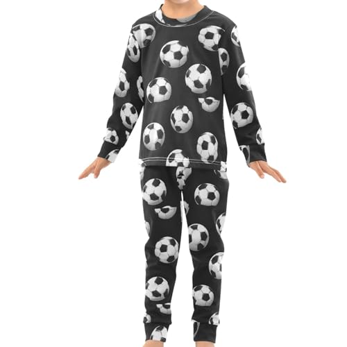 Pigsaly Pajama Set 2 Piece Soccer Balls Black Pajama Sets Long Sleeve Pjs Sleepwear 3T3