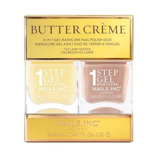 Nails.INC Its Topless Butter Crème Gel-Like Manicure Nail Polish Duo 4-in-1 Base Coat Treatment Colour & Top Coat Long Lasting Strong Glossy Salon Quality Manicure Air Dry 2 Piece Set
