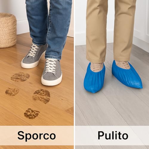 GC GLOBALCOMMERCE Couvre-chaussures jetables 100 pièces bleues | Chaussettes jetables en CPE résistantes pour le ménage, le jardinage et les environnements de travail – vue 4
