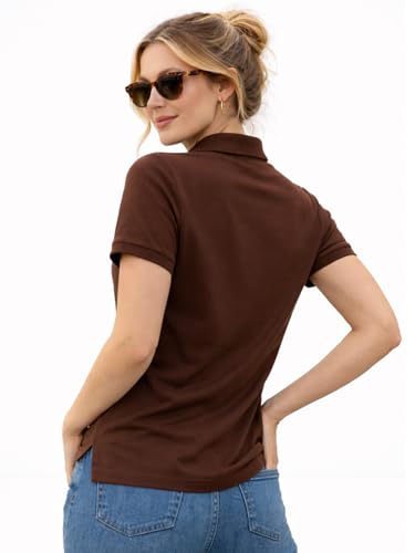 Image of Juneberry Women's Cotton Lycra Polo T- Shirt, Short Sleeve Casual Top, Soft, Lightweight, Stretchable & Stylish, Versatile Everyday Wear, Sizes S-2XL