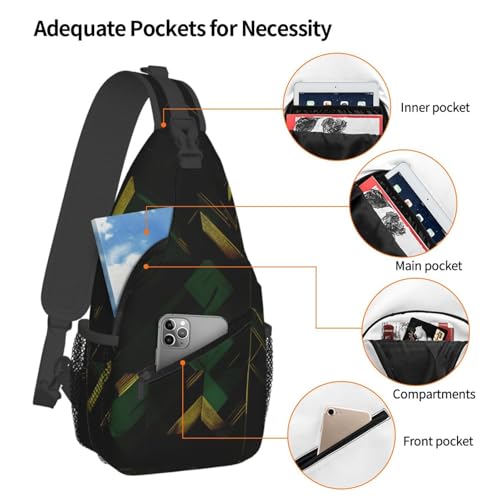Sac à dos croisé imprimé géométrique vert doré design ergonomique
