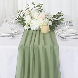 Indoor-Beauty Chiffon Table Runner Transparent 10 Feet Tulle Table Runner 29X120 Inch Romantic Table Runner for Wedding Table Decorations (1 Pack)