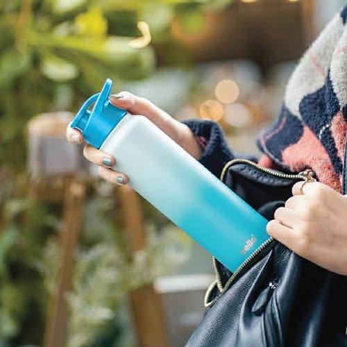 Image of CELLO Aqua Pro Max Stainless Steel Water Bottle 1000 ml White & Blue | ISI Certified Single Wall Rust & Leakproof Fridge Safe Stylish Easy Grip Colorful Steel Water Bottle For Office & Daily Use