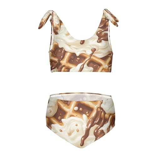 Milk Ivory Gold Chocolate Ice Cream Girls Tankini Swimsuit Kids Bikini Sets 2 Pcs Bathing Suit 3T