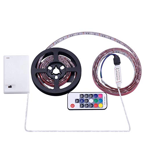 Preisvergleich Produktbild Batteriebetriebene LED-Streifenlichter, 17 Tasten ferngesteuert, 6.56ft wasserdicht, DIY Innen- und Außendekoration