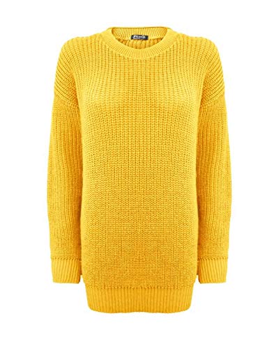Generation Fashion Maglione da donna a maniche lunghe, lavorato a maglia, oversize, girocollo, invernale